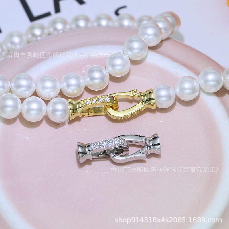 18K Gold-Filled Color-Preserving Zircon Heart-Shaped U Pearl Necklace Buckle Handmade DIY Bracelet Ending Connection Jewelry 18K Gold-Filled Color-Preserving Zircon Heart-Shaped U Pearl Necklace Buckle Handmade DIY Bracelet Ending Connection Jewelry