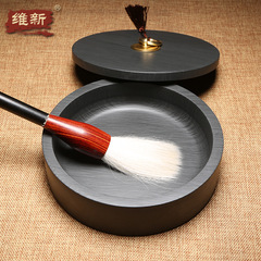 Sheyi Inkstone 4-inch 5-inch 6-inch 8-inch 10-inch Inkstone with Cover Ink Basin Original Stone Stationery with Natural Original Stone Inkstone with Cover