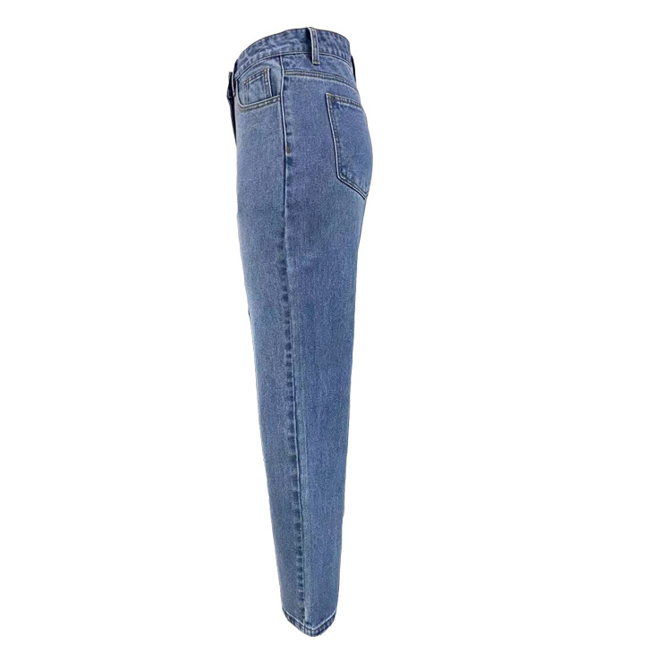 high waist ripped straight-leg jeans NSWL135033