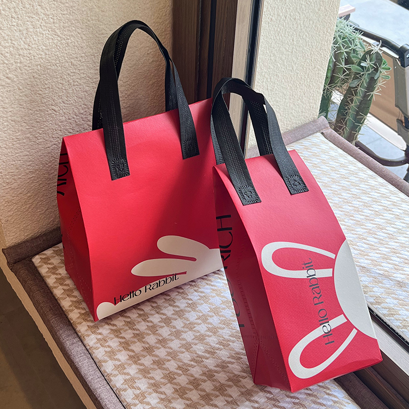 中秋喜庆自封口外卖袋保温打包无纺布手提铝箔商用一次性奶茶咖啡