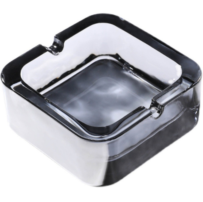 Ceniciero de vidrio de cristal doméstico pequeño exquisito estilo cuadrado cigarrillo de lujo ligero sala de estar hotel creativo cigarrillo de alta calidad