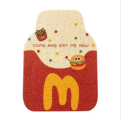 Avtomobil döşəmə paspasları – with Cute Cartoon Designs, Anti-Dirt and - french-fries-burger-wire-loop-front-foot-pad-1-piece-front-row-foot-pads-silk-loop