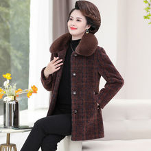 妈妈装秋冬款仿黄金貂绒外套高贵中老年码女装新款水貂绒大衣