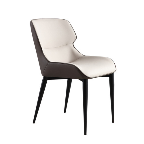 Italian Minimalist Chair, Iron and Leather Chair, Nordic Light Luxury Restaurant Home Use Modern Simple Backrest Soft Pack Famous Chair