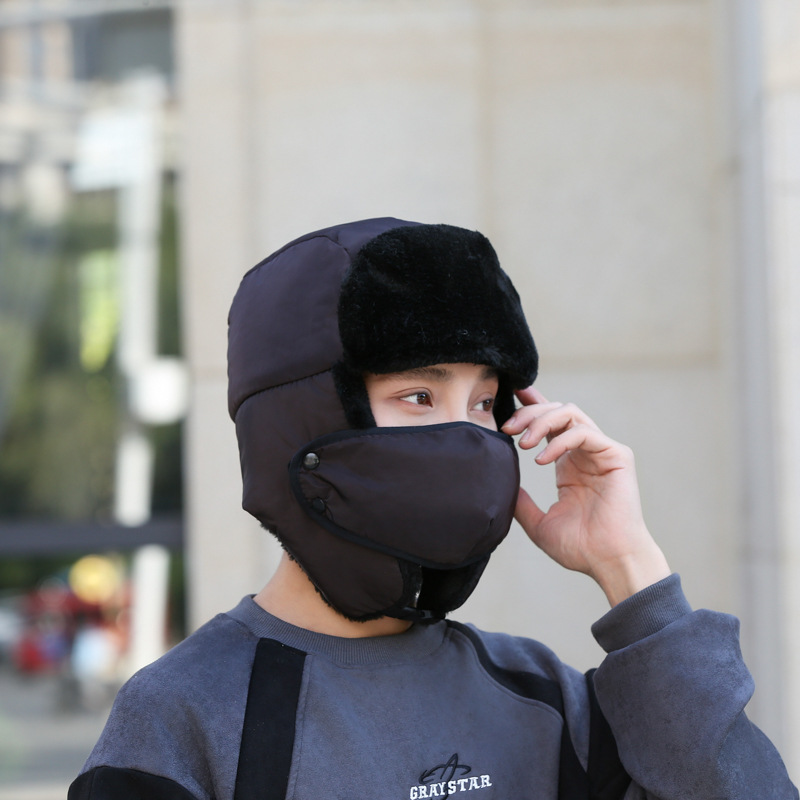 Invierno Lei Feng hat hombres a prueba de viento y a prueba de frío Jersey sombrero forrado de vellón engrosado sombrero de protección auditiva al aire libre sombrero de algodón cálido