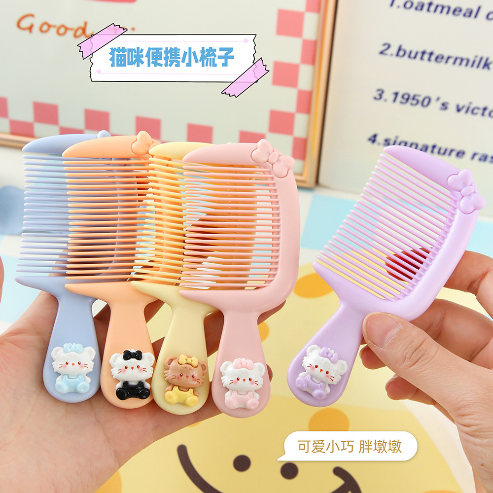 Dibujos animados lindo gato pequeño peine portátil estudiante niño hogar cabello lacio cabello suave peine de cola de caballo peine peine de pelo femenino