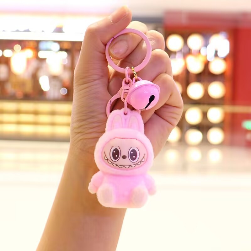 Labubu 植毛かわいいペンダント 6 センチメートル座りラブバッグキーホルダーかわいい漫画立体人形|undefined