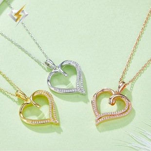 Love pendant S925 silver inlaid Mosang diamond necklace Seiko cross-border foreign trade new fashion silver jewelry wholesale