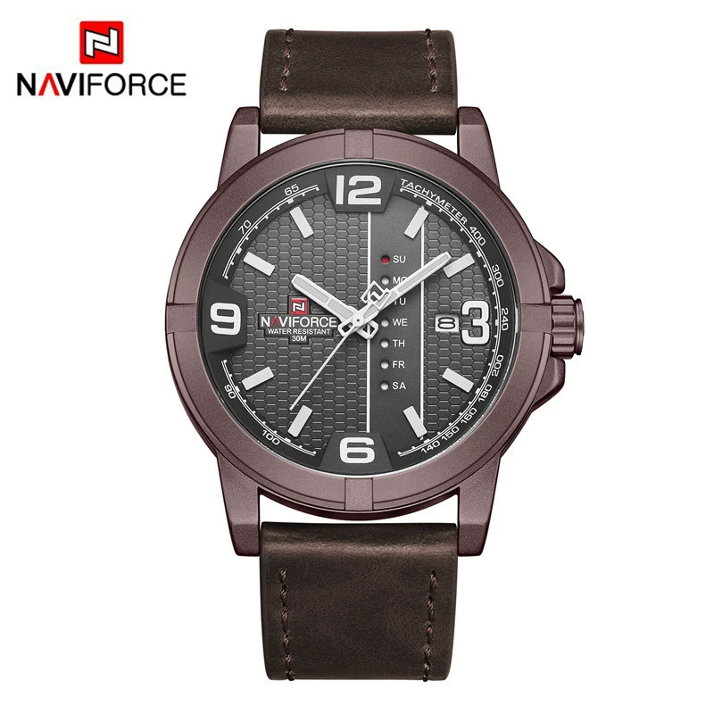 Naviforce Lingxiang 9177 новый мужской часы персонализированный циферблат кожаная игла выемка сплав недельный календарь стекло