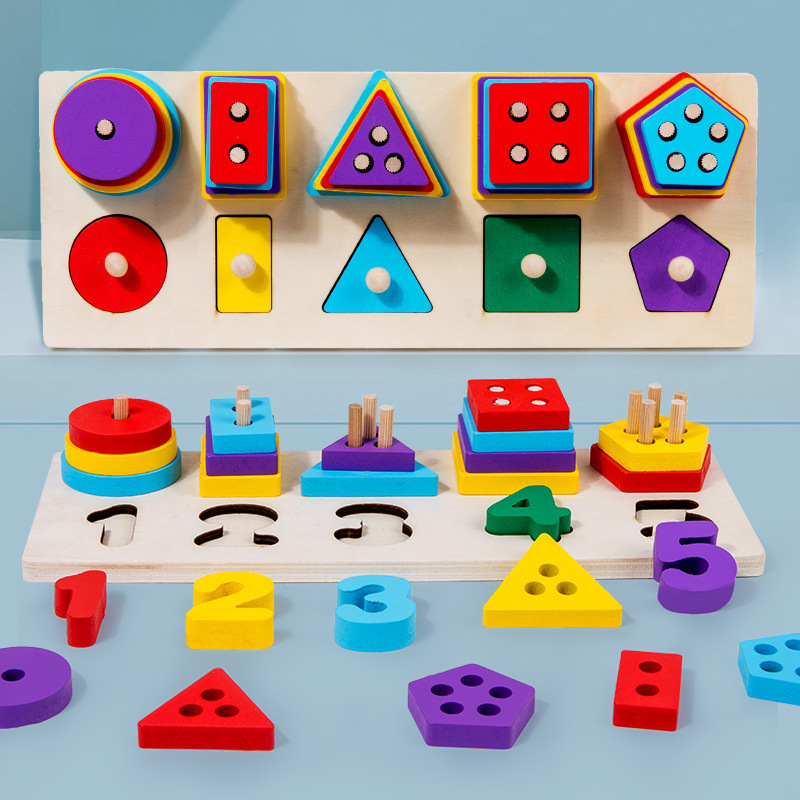 La forma del tablero logarítmico de pesca de madera para niños combina la computación multifunción educación temprana cognición bloques de construcción educativos para niños Juguetes
