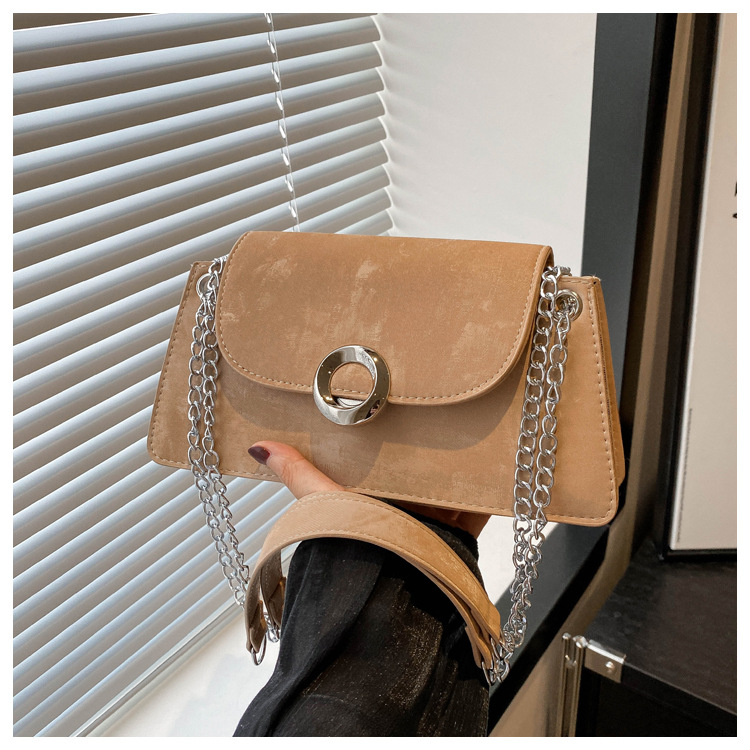 Borsa a tracolla da lavoro versatile a catena color caramella da donna, casual, semplice e alla moda, in PU, 2024_voghion.com