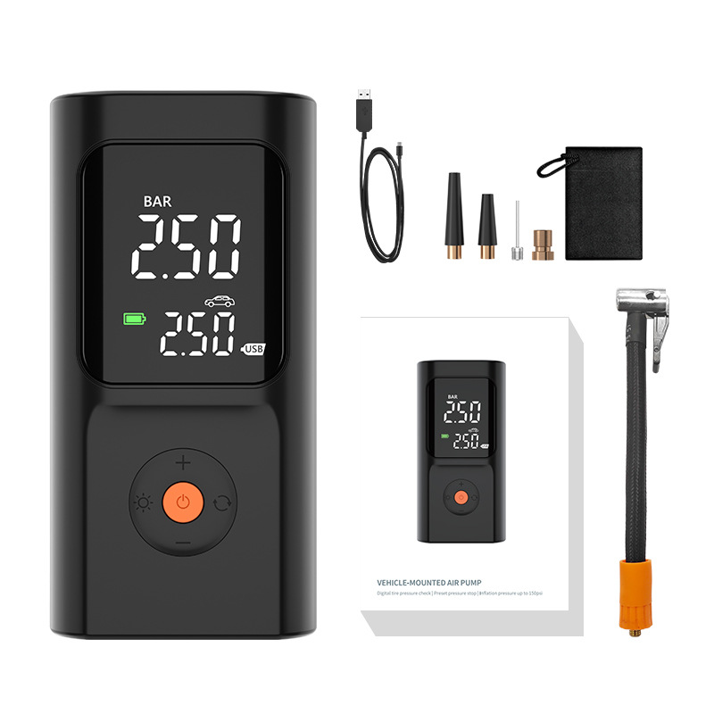 Portable Mini Car Air Pump Wired and Wireless Dual-Purpose Air Pump Handheld Wireless Charging Air Pump Cross-Border