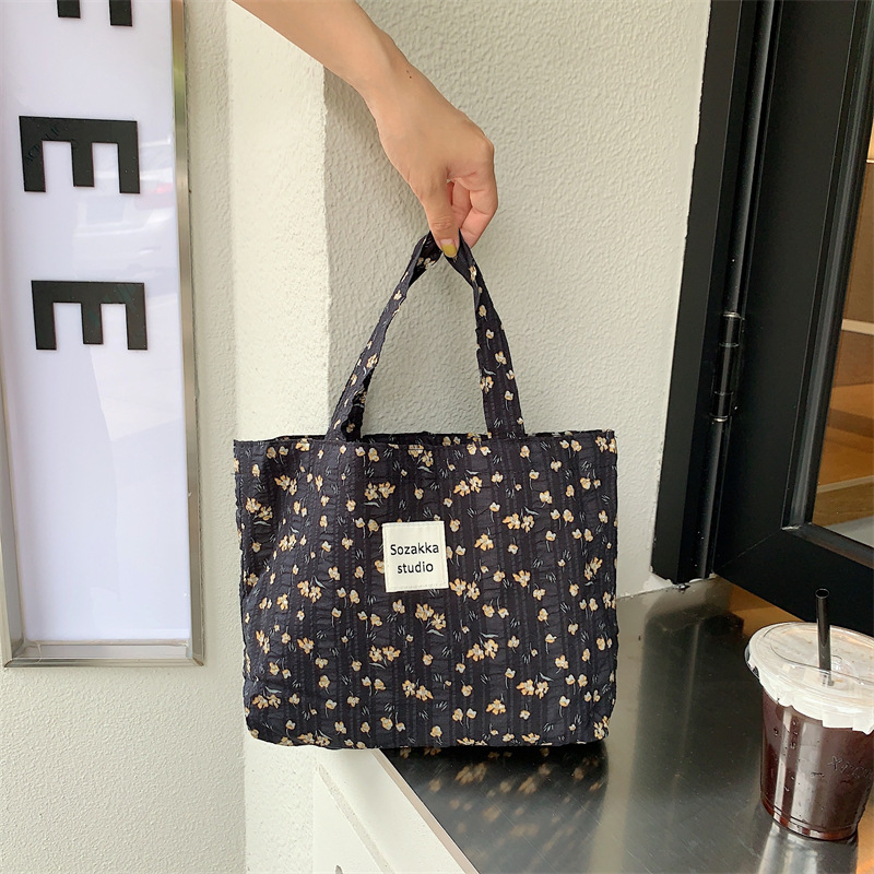 36251 Vintage floral canvas cosmetic bag, large-capacity handbag, women's single-shoulder crossbody bag, tote bag, underarm bag undefined