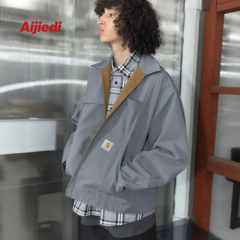 Carhartt Collaboration Jacket, Same Style as Wang Anyu, Men's Solid Color Turn-Down Collar Jacket, European and American Cross-Border Men's Top Carhartt Collaboration Jacket, Same Style as Wang Anyu, Men's Solid Color Turn-Down Collar Jacket, European and American Cross-Border Men's Top