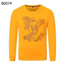 男士个性印花图案圆领套头上衣 街头潮流领口包边长袖休闲棉卫衣