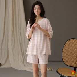 夏季新款莫棉女短袖短裤套装睡衣运动休闲女家居服图片莫代尔其他