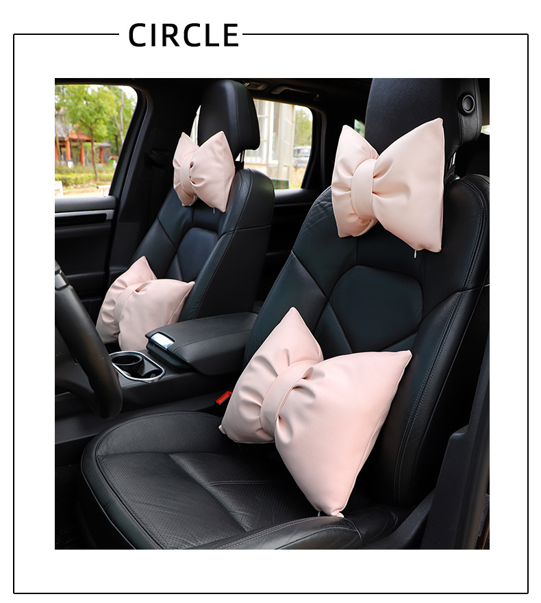 Four Seasons General Motors Headrest Neck Pillow Leather Solid Color Car Seat Pillow Goddess Car Interior Decoration Waist Cushion