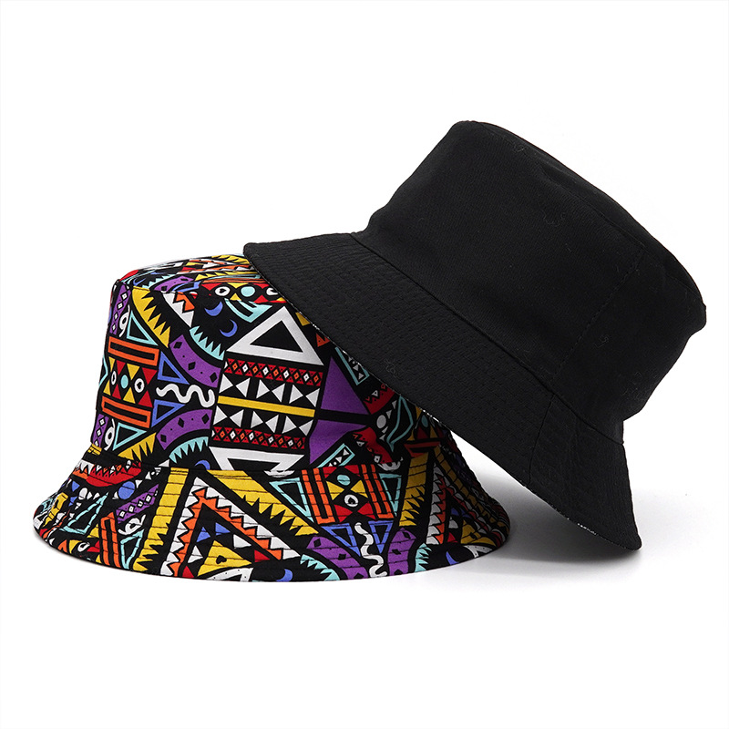 Fisherman Hat Women's Retro Ethnic Style Sunshade Hat Japanese Geometric Basin Hat Men's Outdoor Casual Double-Sided Hat Cross-Border Trendy