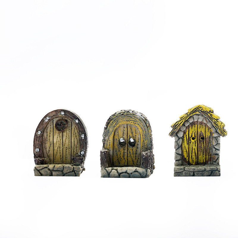 "Empty City" Elf Door Wooden Door Resin Material Moss Micro Landscape Landscaping Ornament Material DIY