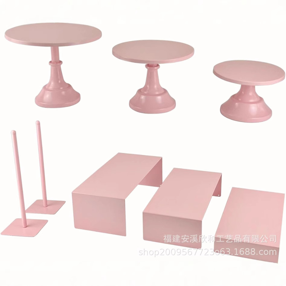Mayorista hierro forjado estante de pastel estante de pasteles postres postres altos pies oro prop de boda postres estante de exhibición