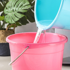 Home-use portable plastic large-sized water bucket with thick storage capacity, suitable for student dormitories, bathing with lid, laundry small round bucket