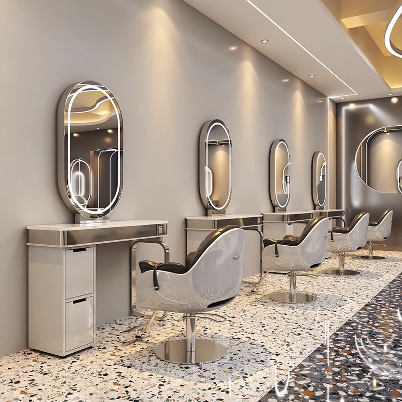 Espejo de barbería en línea, espejo de cabello único, espejo de salón de cabello especial, espejo de piso de doble cara, fábrica de moda