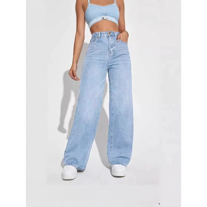 Новые хиты продаж на AliExpress, новые европейские и американские женские джинсы, женские тонкие прямые джинсовые брюки с высокой талией, горячий стиль