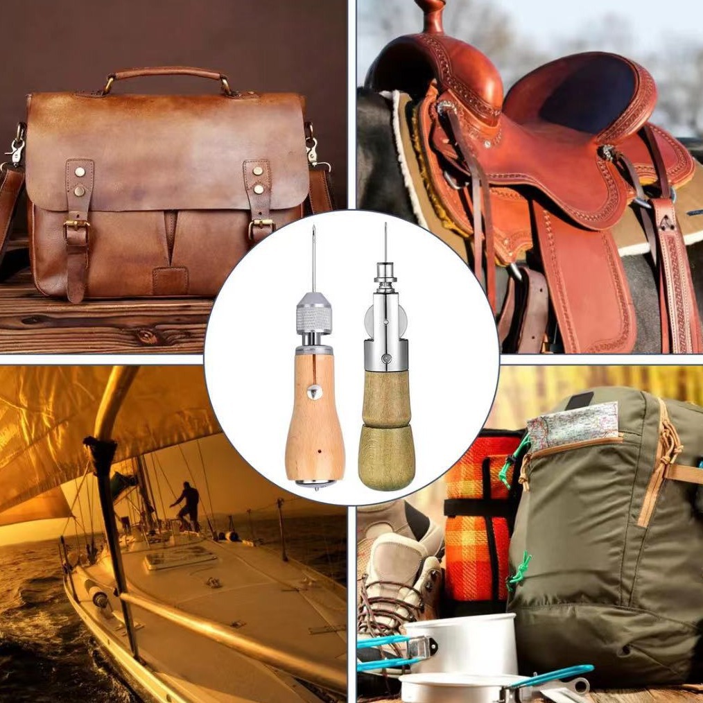 Nueva máquina de coser a mano de poder DIY artesanía de cuero curtido vegetal herramienta de costura punzón palo de corte de diamante máquina de coser a mano hilo