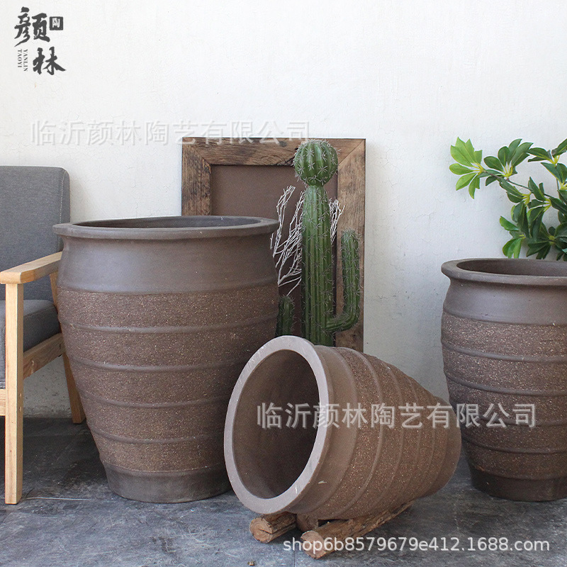 Lodo de arena púrpura con maceta alta de cerámica maceta profunda de flores maceta de cerámica gruesa paisajística de tornillo maceta de decoración de balcón de plantación verde maceta combinada