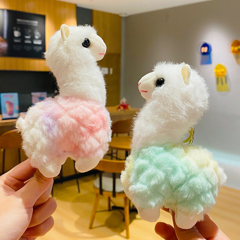 Cartoon plush colorful alpaca keychain student bag pendant personalized fashion key pendant small gift wholesale
