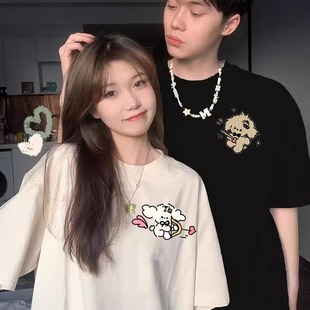 Special and Different 2025 New Super Popular Couple Wear Short-Sleeved T-Shirt Niche Pure Cotton High-End Summer Tops