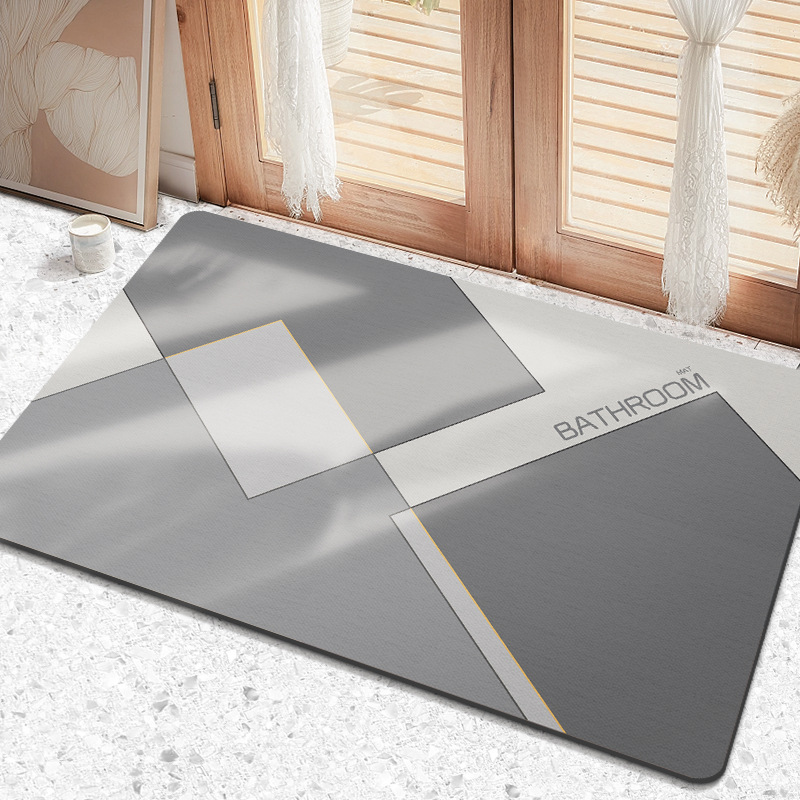 Nórdico simple diatomea barro suave baño Baño absorbente de secado rápido pie estera de piso oval estera puerta de entrada