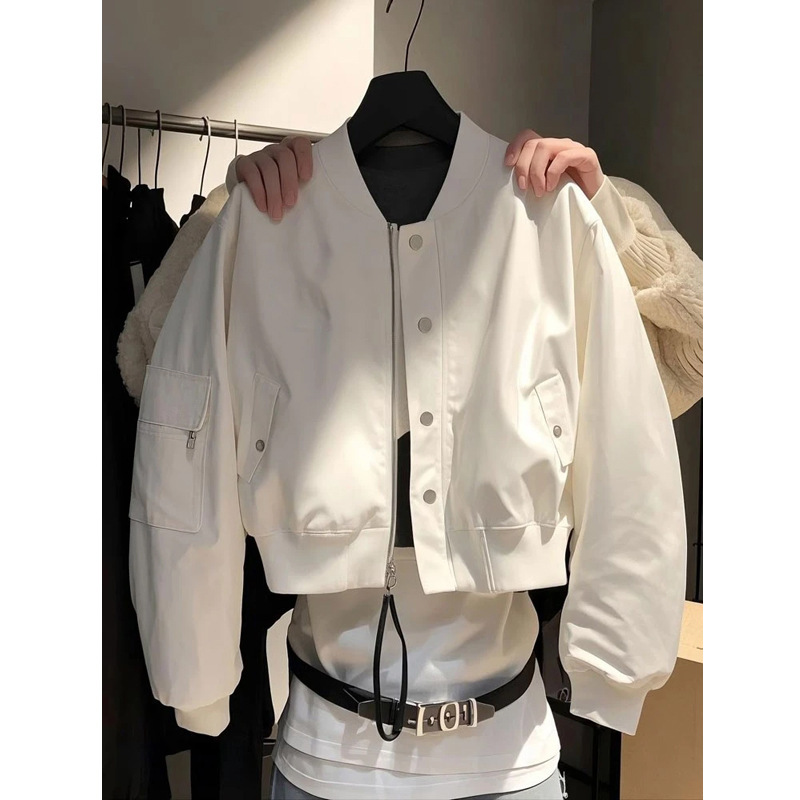 春装女款2025年新款超火减龄高级漂亮棒球服小香风白色短款外套女|undefined