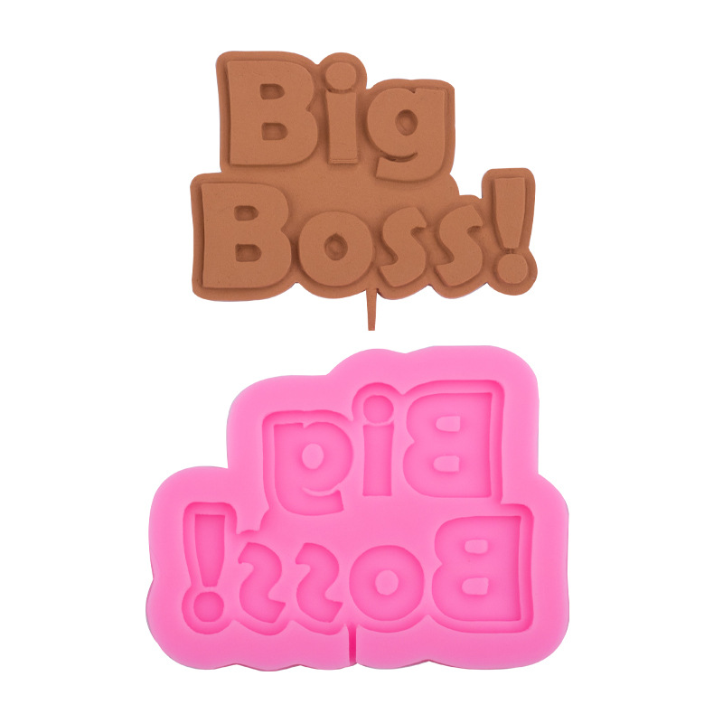 Big Boss inglés carta molde de silicona pastel tarjeta inserción Fondant chocolate arcilla cerámica suave herramienta