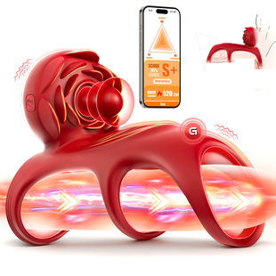 Overlord Flower Silicone Semen Locking Ring Vibrating Charging Electric Vibrating Ring Men's Double Shock Couple Sexual Intercourse Male and Female Resonator