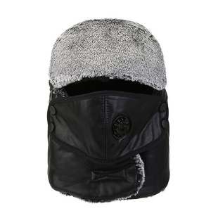 Leather Neck Protection Windproof Hat Plus Velvet Thickened Winter Lei Feng Hat Outdoor Windproof and Warm Cycling Cold Protection Hat