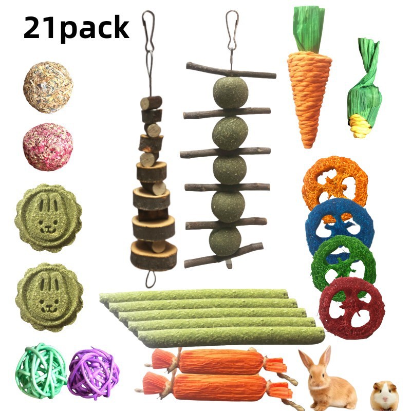 Juego de Juguetes Molares para Mascotas Pequeñas de Madera de Manzana
