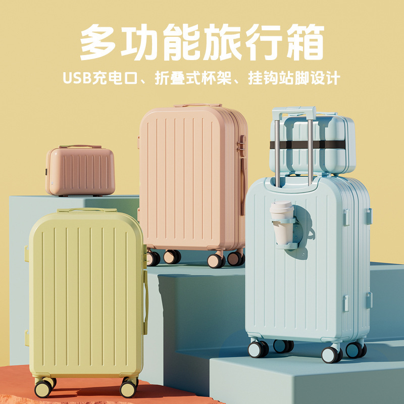 New Stylish 20inch Suitcase for Female Students, Small Lightweight Trolley Case for Men, Travel Suitcase with Combination Lock, Trendy 24-Inch