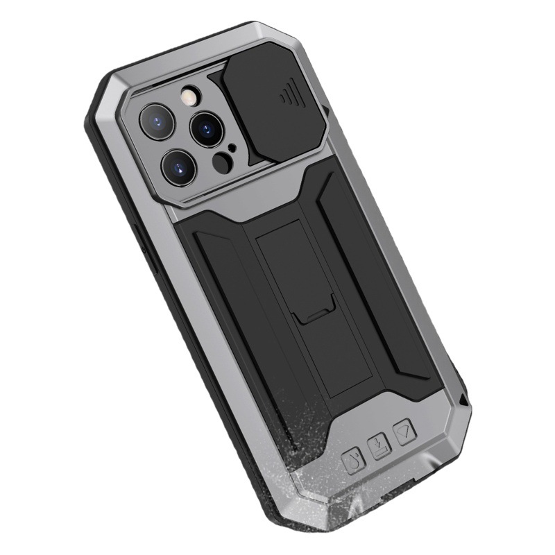 R-JUST soporte de segunda generación serie de tres a prueba adecuado para iphone15 soporte de marco de metal de tres a prueba de teléfono móvil