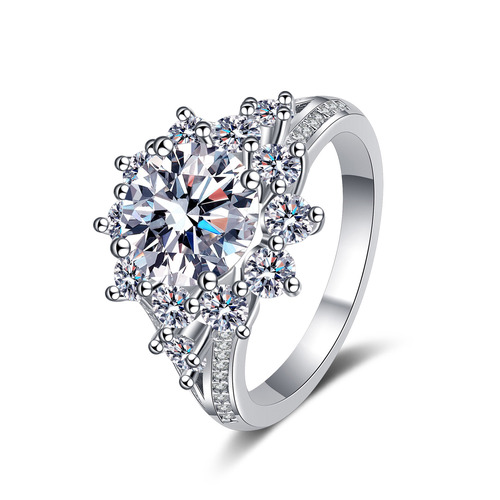 925 sterling silver ring for women 3 carat moissanite light luxury style ring plated pt950 gold meson manufacturer wholesale