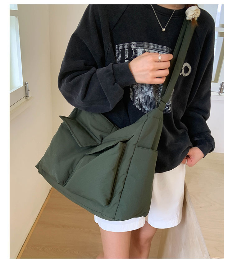 Japanese-style workwear style large-capacity single-shoulder bag, large pocket simple tote bag, ins canvas school crossbody messenger bag undefined