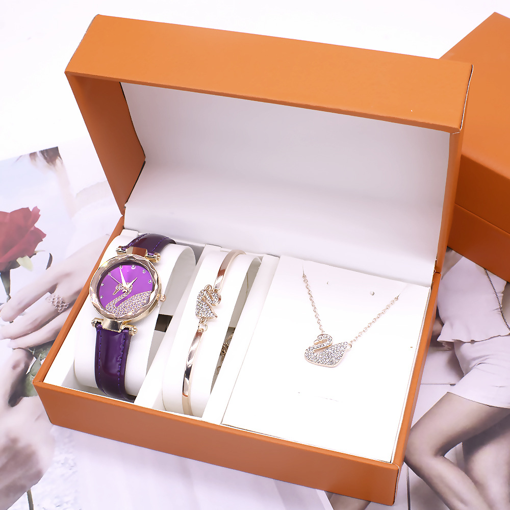 5pcs / set reloj de pulsera nuevo reloj de pulsera damas collar conjunto de comercio exterior reloj de cuarzo conjunto de cinco piezas
