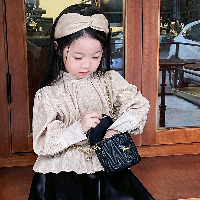 Mini Bolso pequeño bolso de los niños nuevas niñas arco rombo cadena plisada estilo coreano cubo niño pequeño bolsa