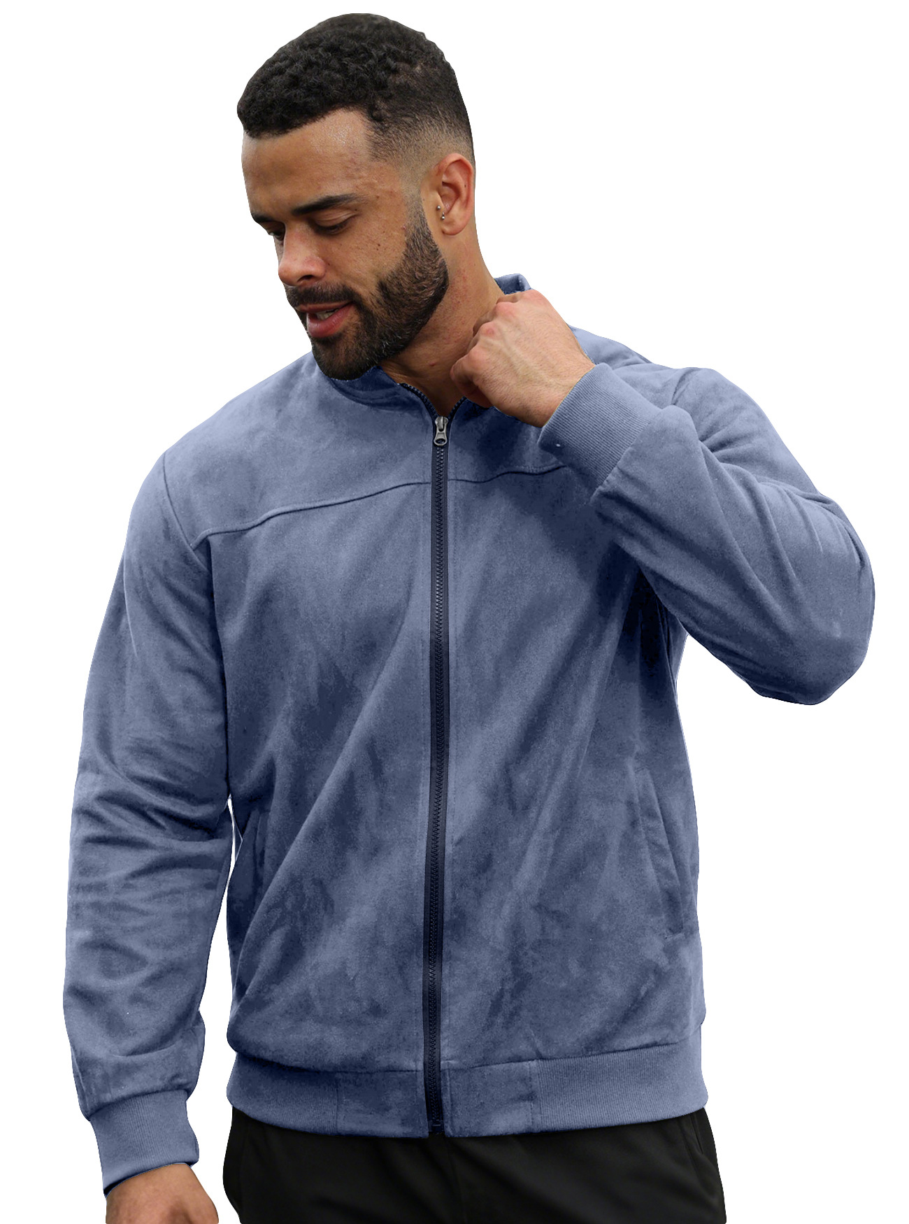 Chaqueta de Gamuza con Cierre para Hombre de Gamuza Sintética para Ocasiones Casuales image 8