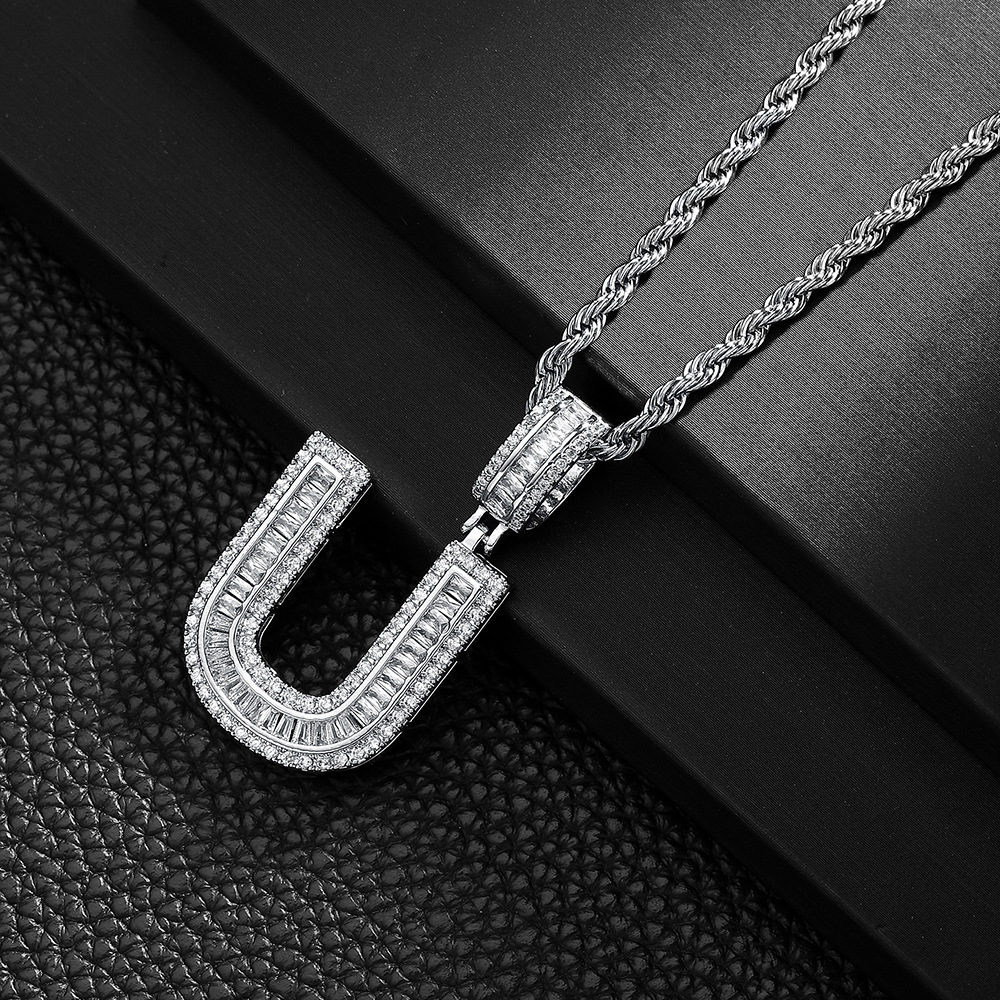 Hip-hop cross-border colgante de letras azúcar de cristal collar de zircon explosión ins joyería personalizada nicho diseño colgante para hombres y mujeres