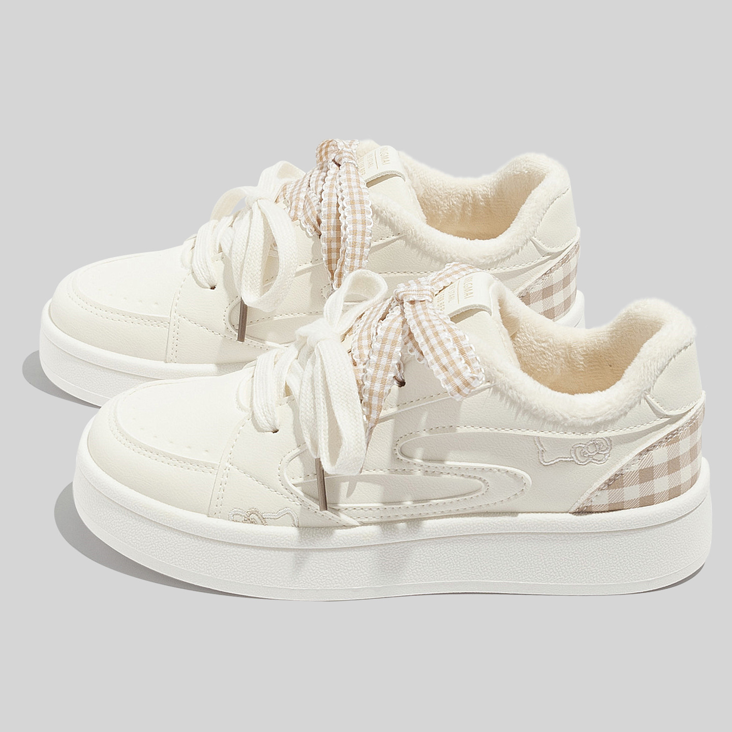 Bell's New Winter Velvet Warm Sneakers 2025 New Fashion Versatile Casual Thick-Soled Cotton Shoes B2319