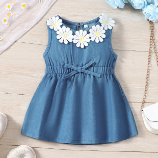 Cross-border Summer New Children's Wear INS Style Girls Denim Vest dress Children's Girls Sleeveless Princess Dress