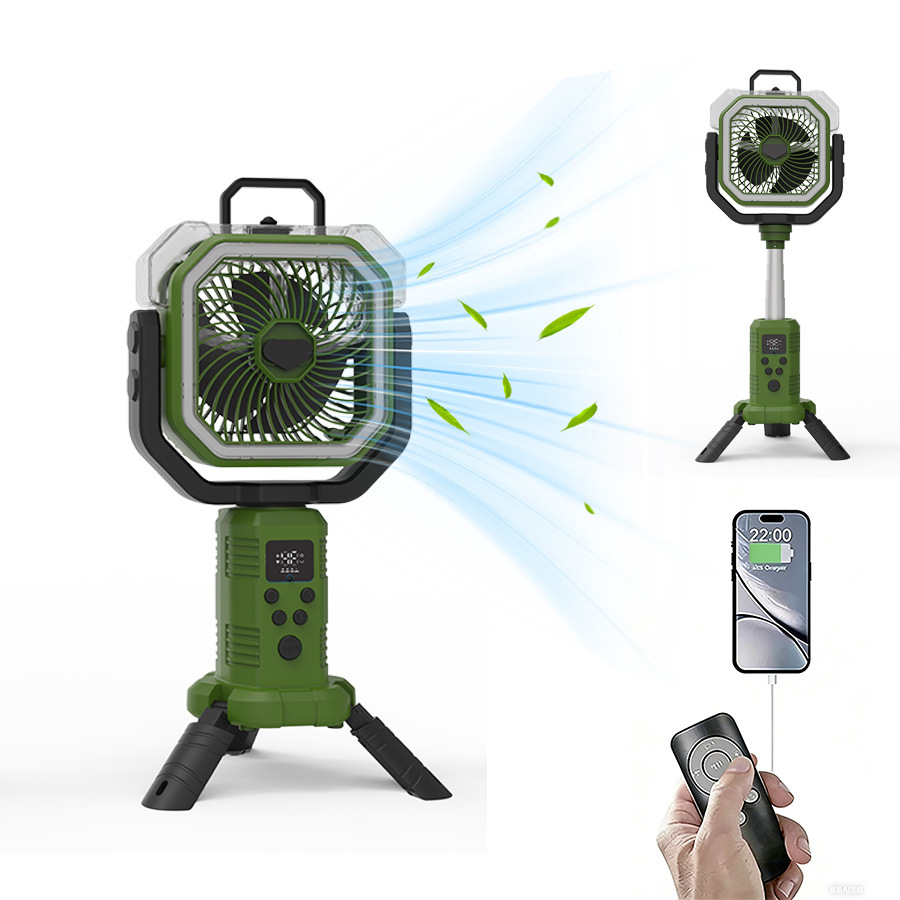 Ventilador de Camping Retráctil con Spray Inalámbrico con Pantalla Digital para Aire Libre