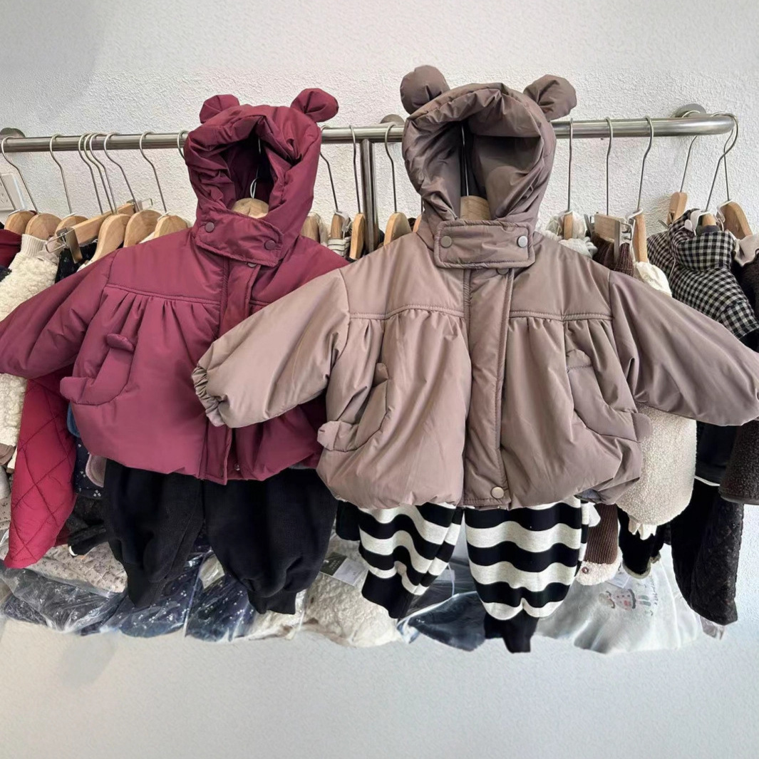 两个小朋友木瓜汁2025秋冬韩版儿童连帽棉服外套网红直播摆摊货源