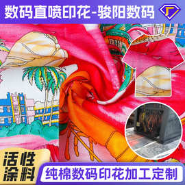数码酸性印定制加工 logo全棉斜纹时装印花 面料服装高档面料印花